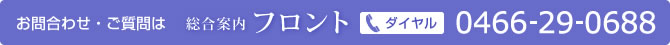 お気軽にお問い合わせください! 総合案内ダイヤル/0466-29-0688